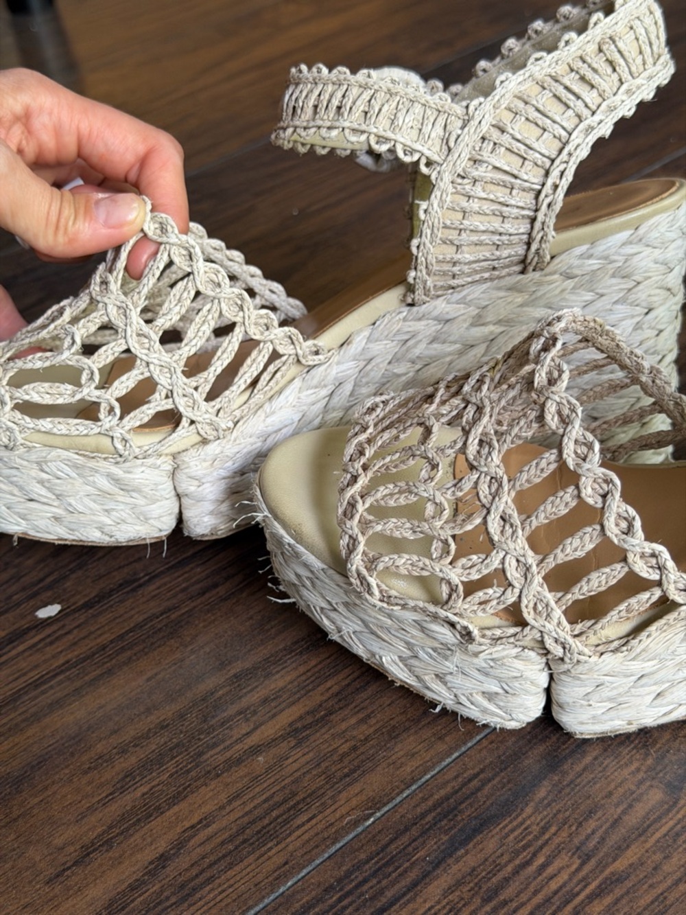 Paloma Barcelo euro summer Woven coastal boho Wedge Sandals in Natural Beige 39 - Picture 10 of 10